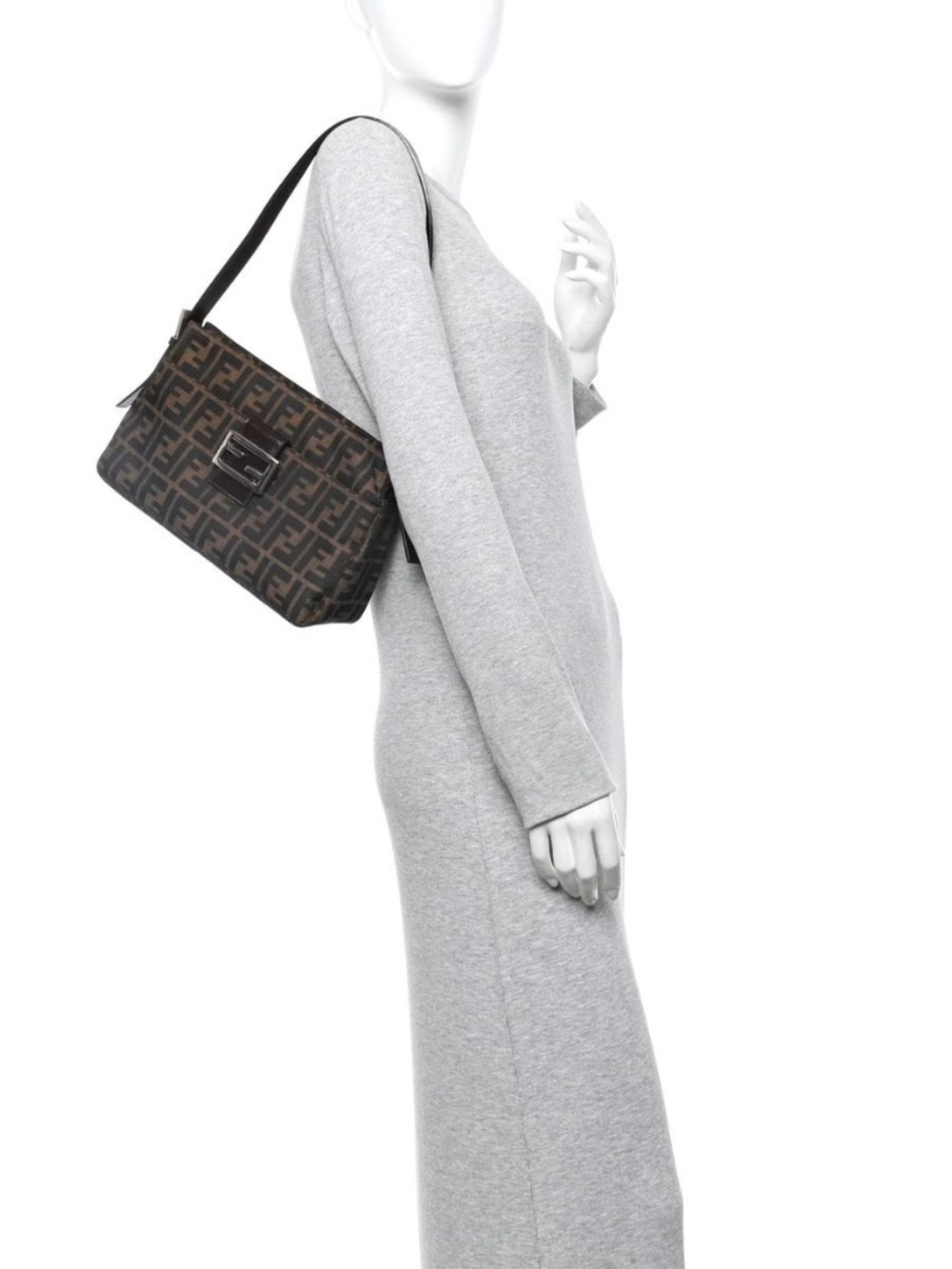 Authentic FENDI Vintage Zucca Baguette Shoulder Bag Brown - Picture 15 of 15